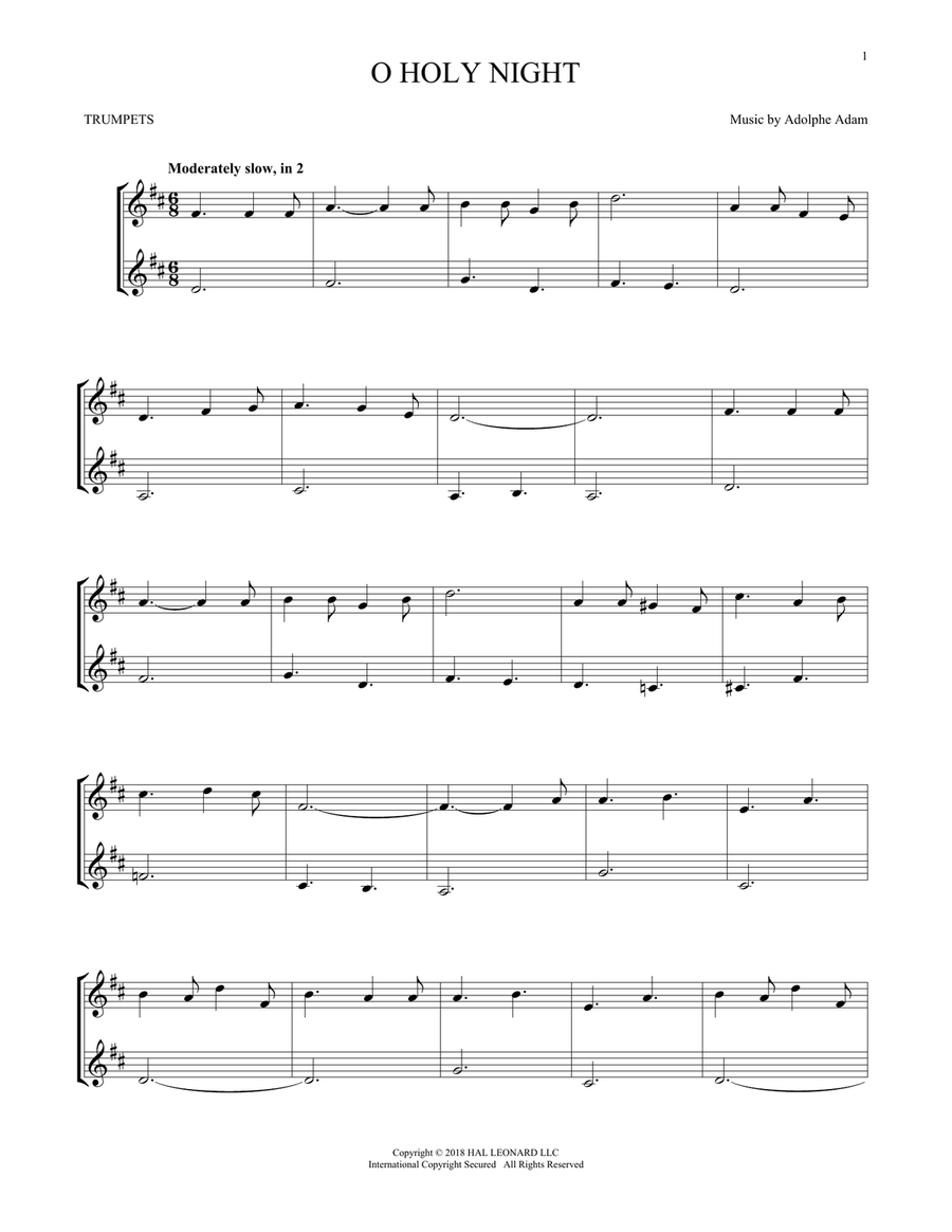 O Holy Night Trumpet Duet scores gallery preview page 1