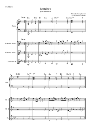 Rondeau (from Abdelazer) for Clarinet Trio and Piano Accompaniment with Chords