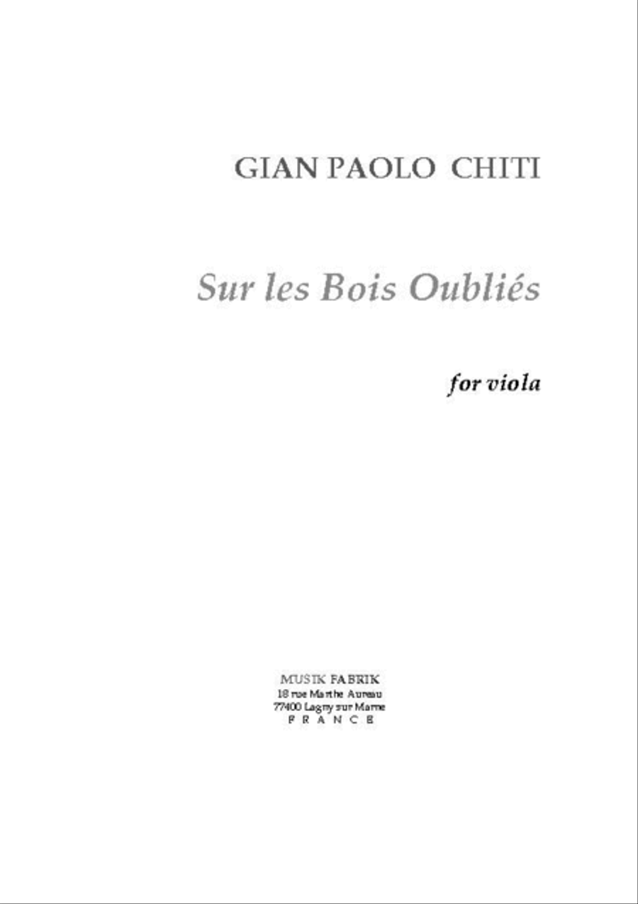 Sur Les Bois Oublies Viola Solo scores gallery preview page 1