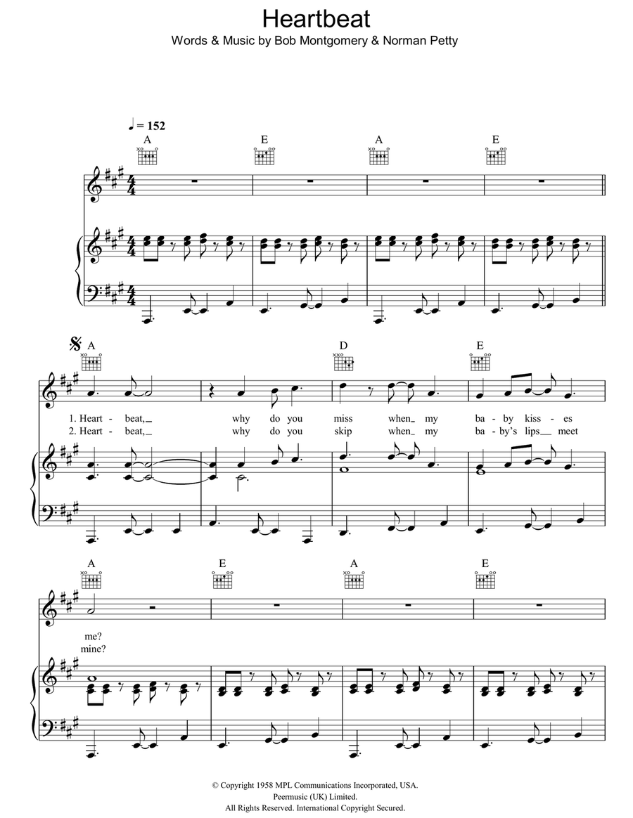 Heartbeat Heartbeat Piano, Vocal, Guitar scores gallery preview page 1