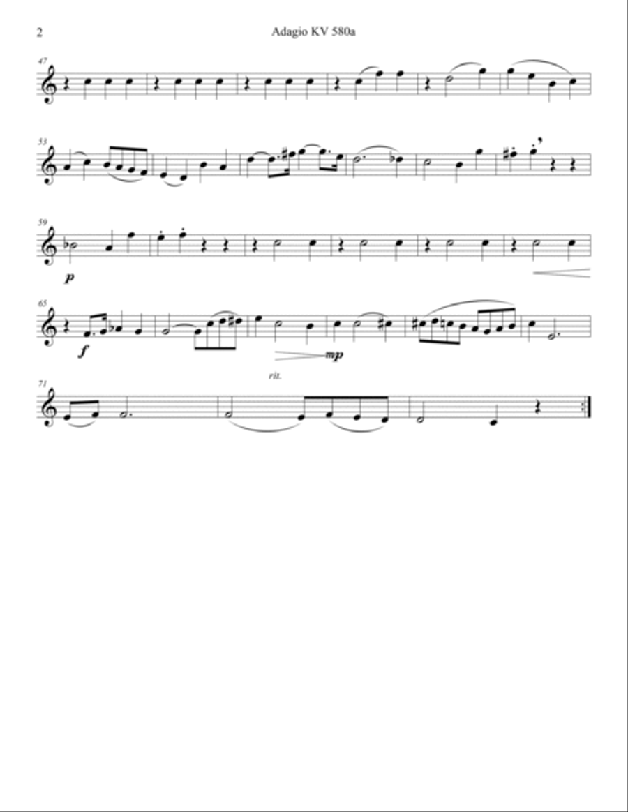 Mozart 1791 KV 580a Adagio for English Horn & Strings Small Ensemble scores gallery preview page 4