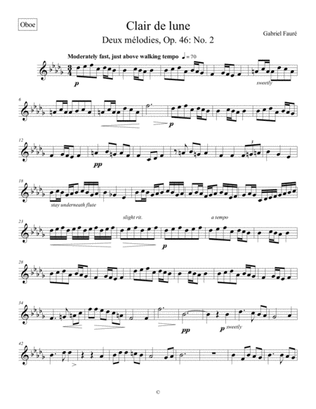 Clair de lune - Gabriel Fauré (oboe part for woodwind quintet)