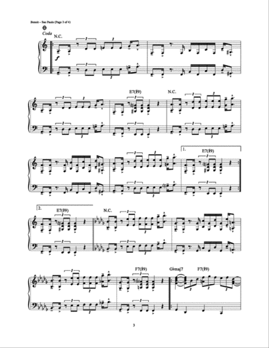 Sao Paulo Sao Paulo Piano Solo scores gallery preview page 3