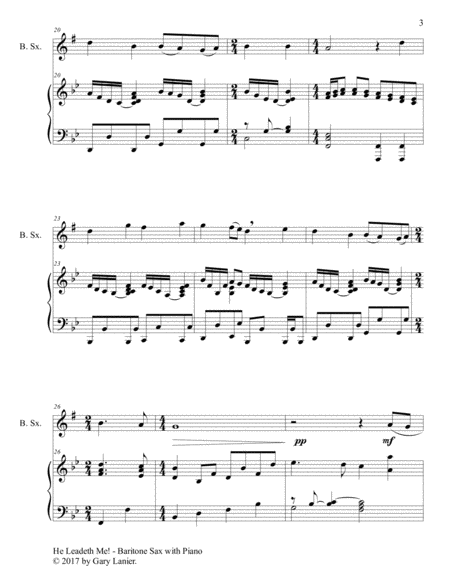 HE LEADETH ME (Duet – Baritone Sax & Piano with Score/Part) image number null