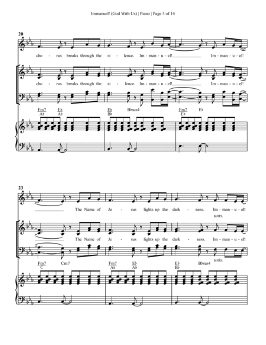 Immanuel! (God With Us) - Anthem - Piano/Vocal/Rhythm 4-Part scores gallery preview page 4