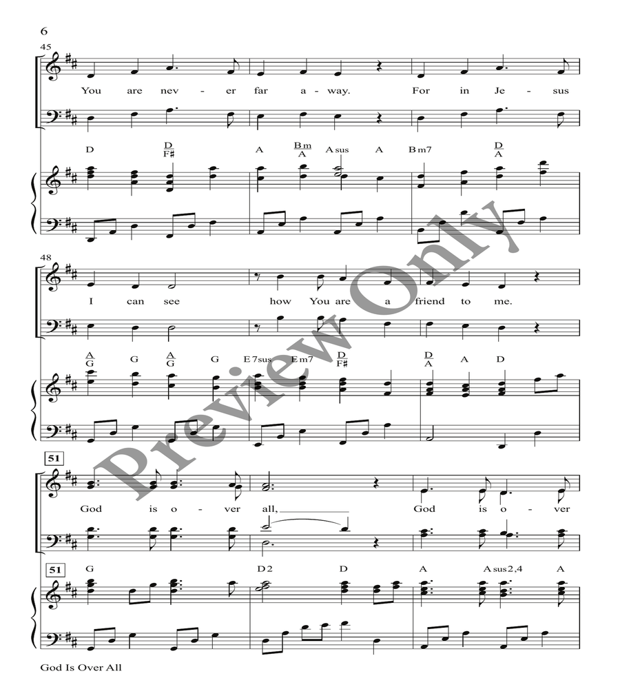 God Is Over All 4-Part scores gallery preview page 5