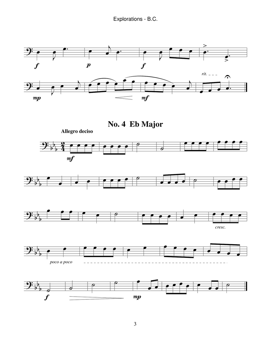 Explorations: Etudes for Euphonium, Baritone Horn or Trombone Brass Duet scores gallery preview page 3