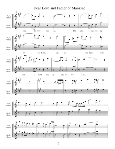 Dear Lord and Father of Mankind (Arrangements Level 1-3 for OBOE + Written Acc) Hymn image number null