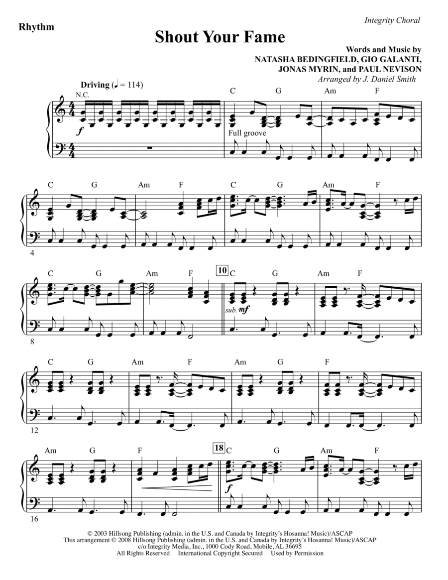 Shout Your Fame - Rhythm Shout Your Fame - Rhythm Choir scores gallery preview page 1