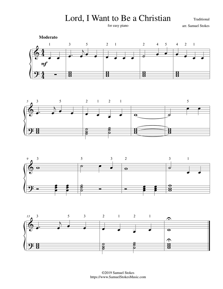 Lord, I Want to Be a Christian - for easy piano Easy Piano scores gallery preview page 1