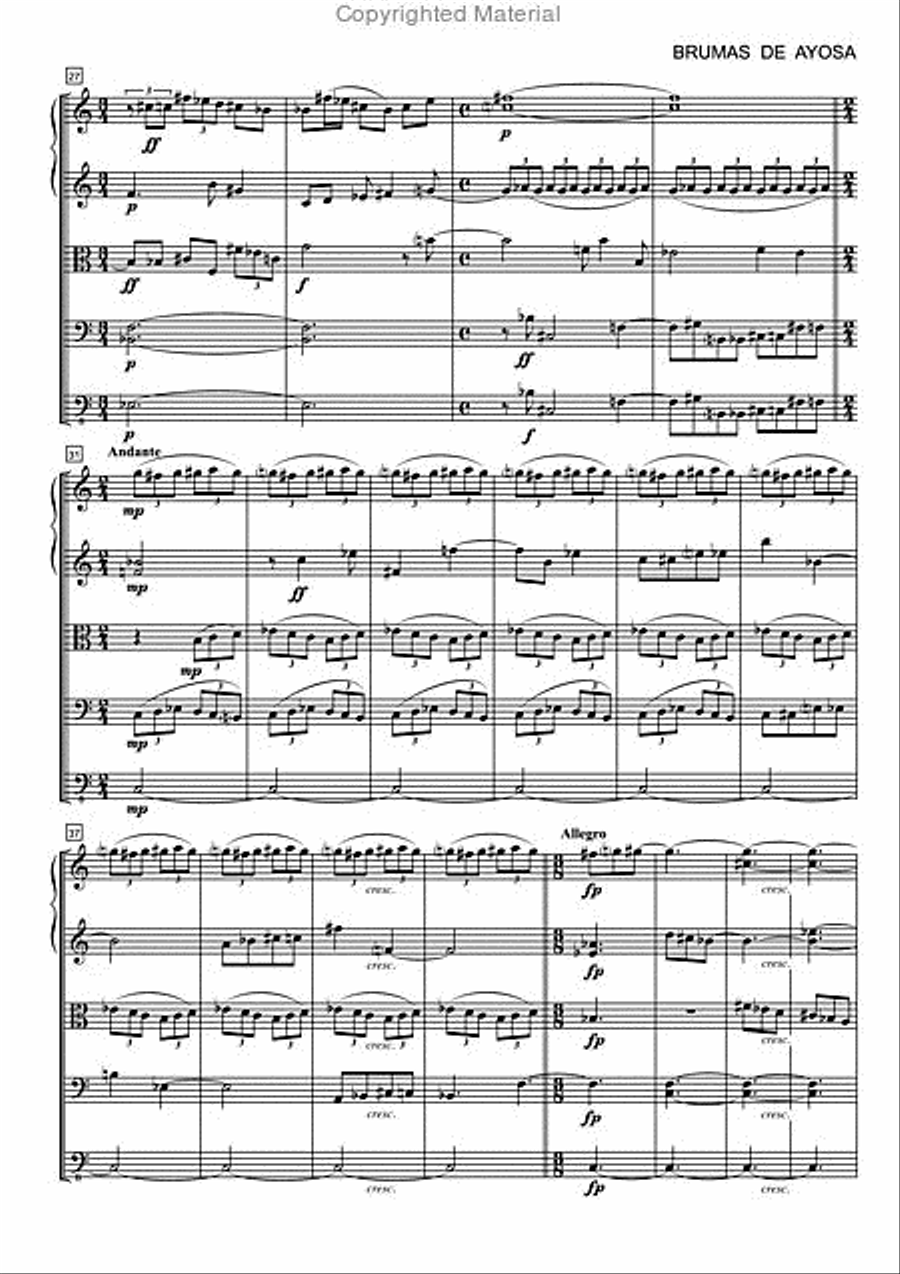 Brumas de Ayosa for String Quintet String Quintet scores gallery preview page 4