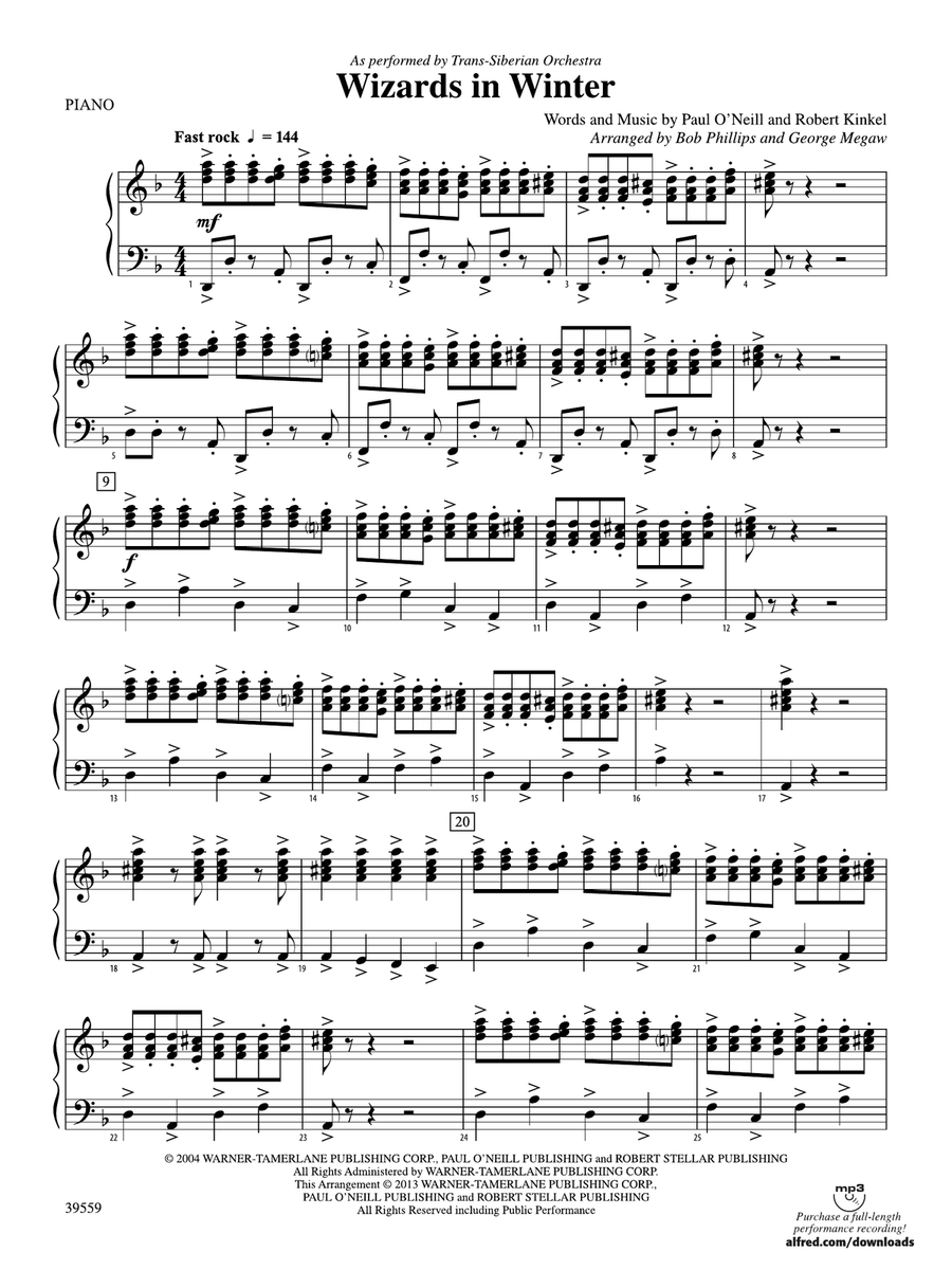 Wizards in Winter: Piano Accompaniment
