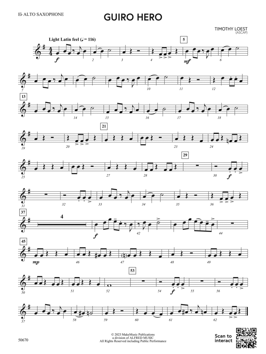 Guiro Hero: E-flat Alto Saxophone Concert Band scores gallery preview page 1