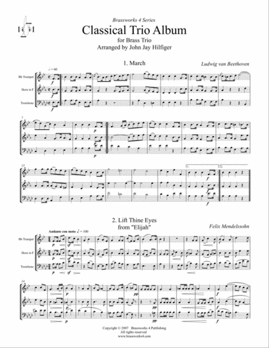 Classical Trio Album Brass Trio scores gallery preview page 2