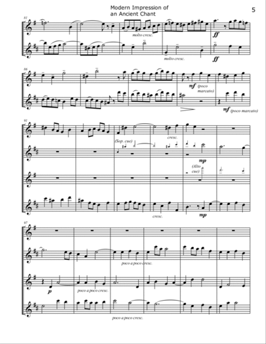 Modern Impression of an Ancient Chant Saxophone Quartet scores gallery preview page 5