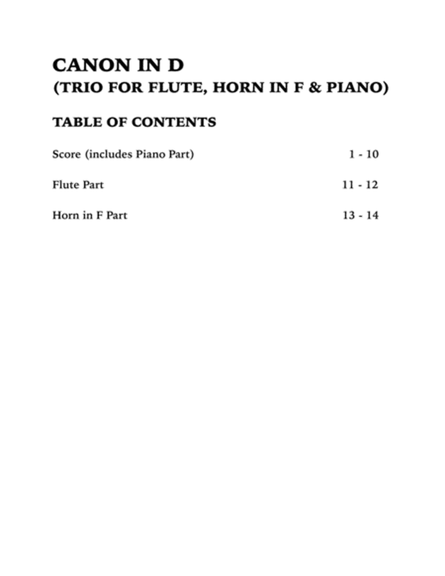 Canon in D (Trio for Flute, Horn in F and Piano) image number null