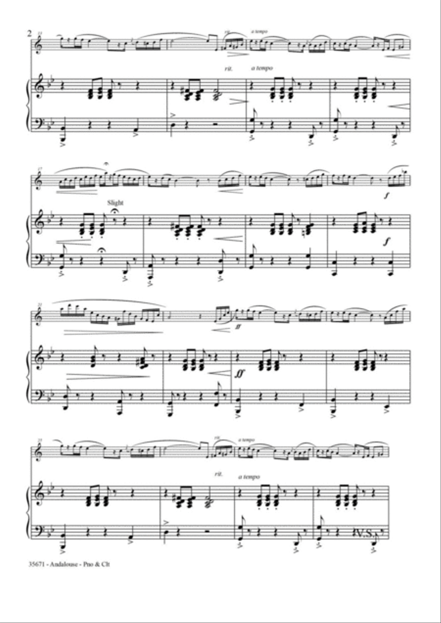 ANDALOUSE – CLARINET & PIANO Clarinet Solo scores gallery preview page 3