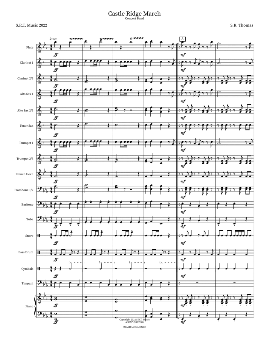 Castle Ridge March Castle Ridge March Concert Band scores gallery preview page 1