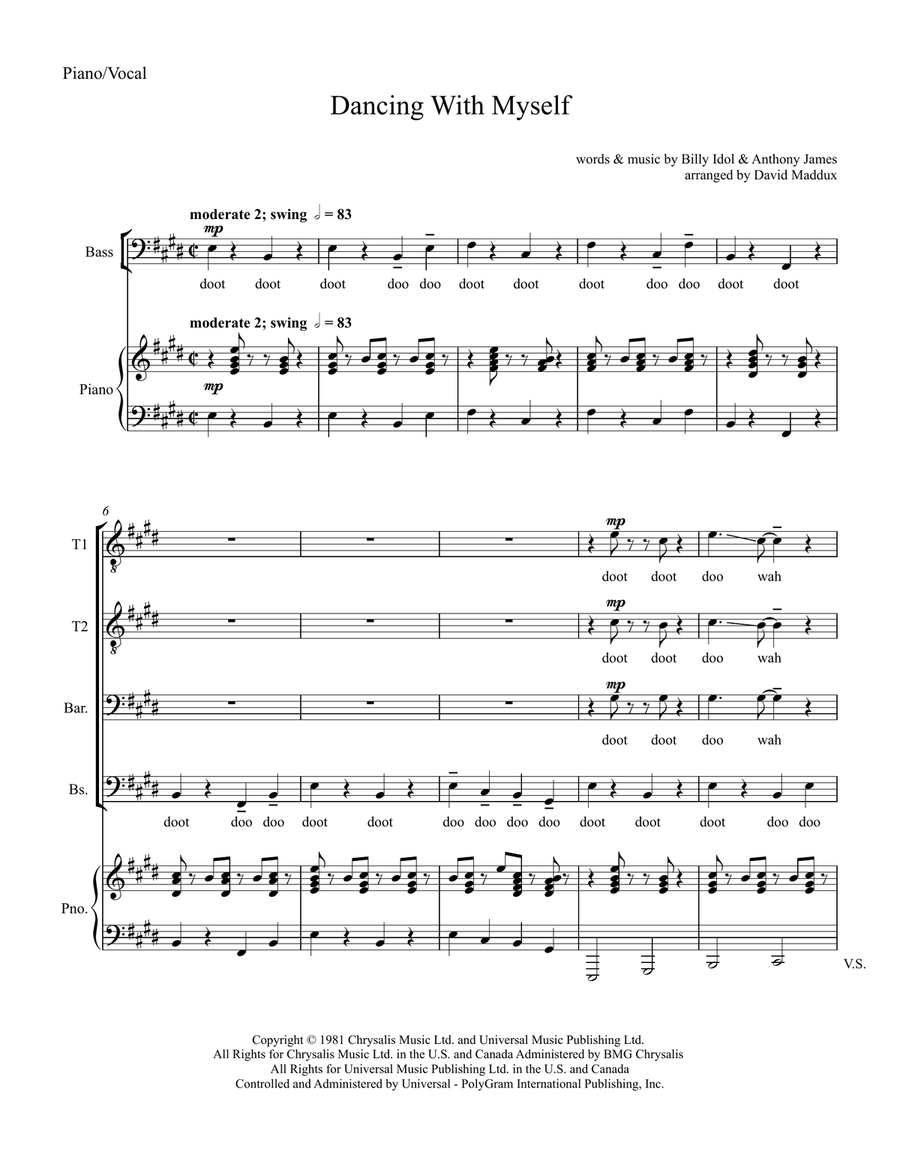 Dancing With Myself TTBB scores gallery preview page 1