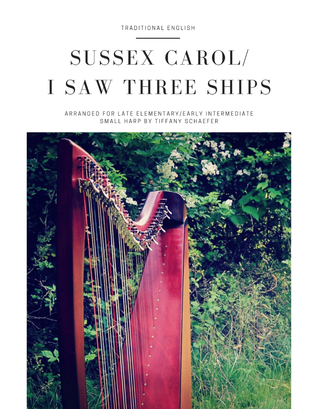 Book cover for Sussex Carol/I Saw Three Ships: Late Elementary Small Harp