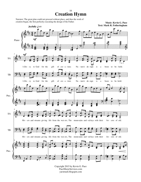 Creation Hymn - SATB choir with piano accompaniment image number null