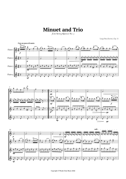 Minuet by Boccherini for Flute Quartet image number null