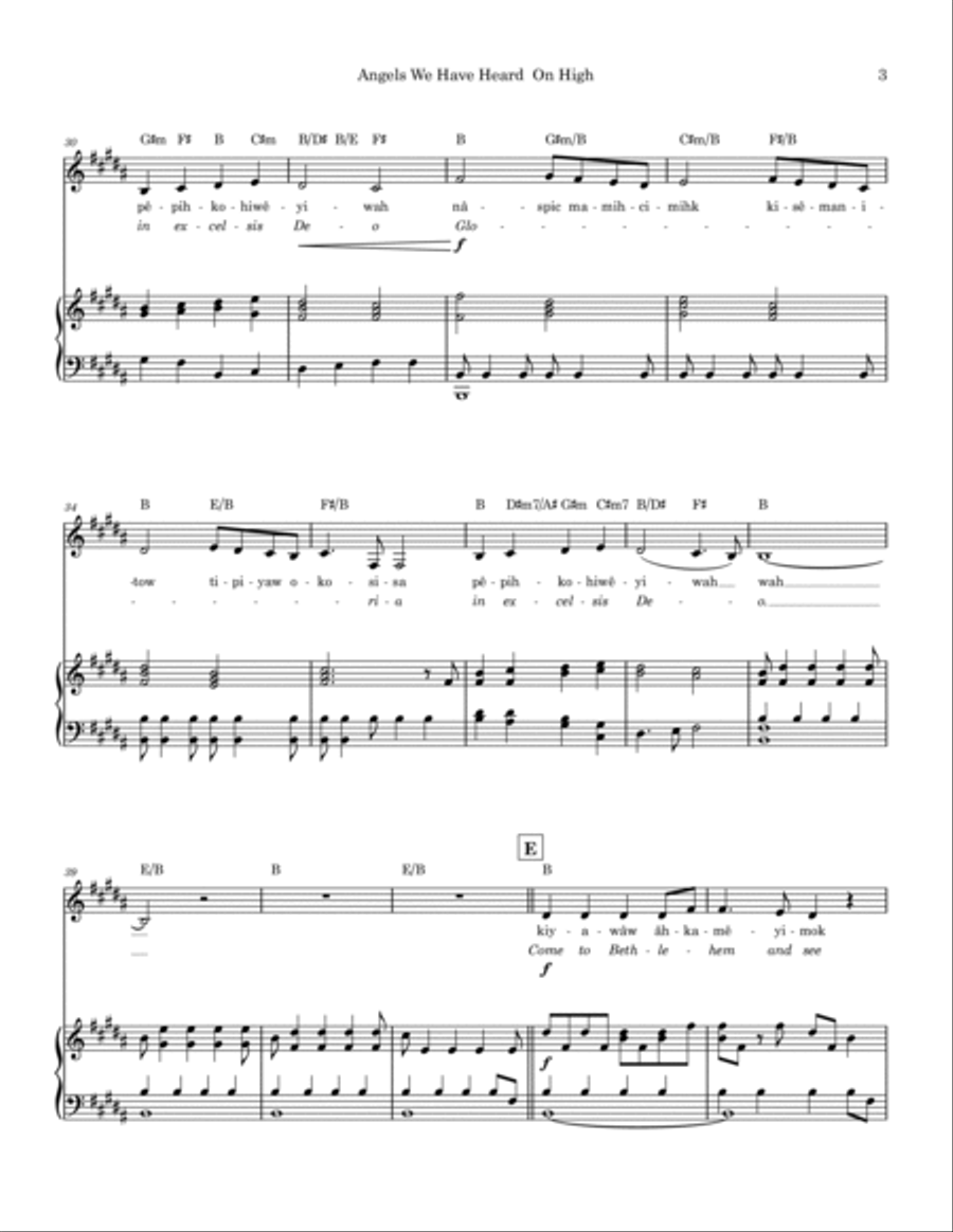 Angels We Have Heard on High Piano, Vocal, Guitar scores gallery preview page 3