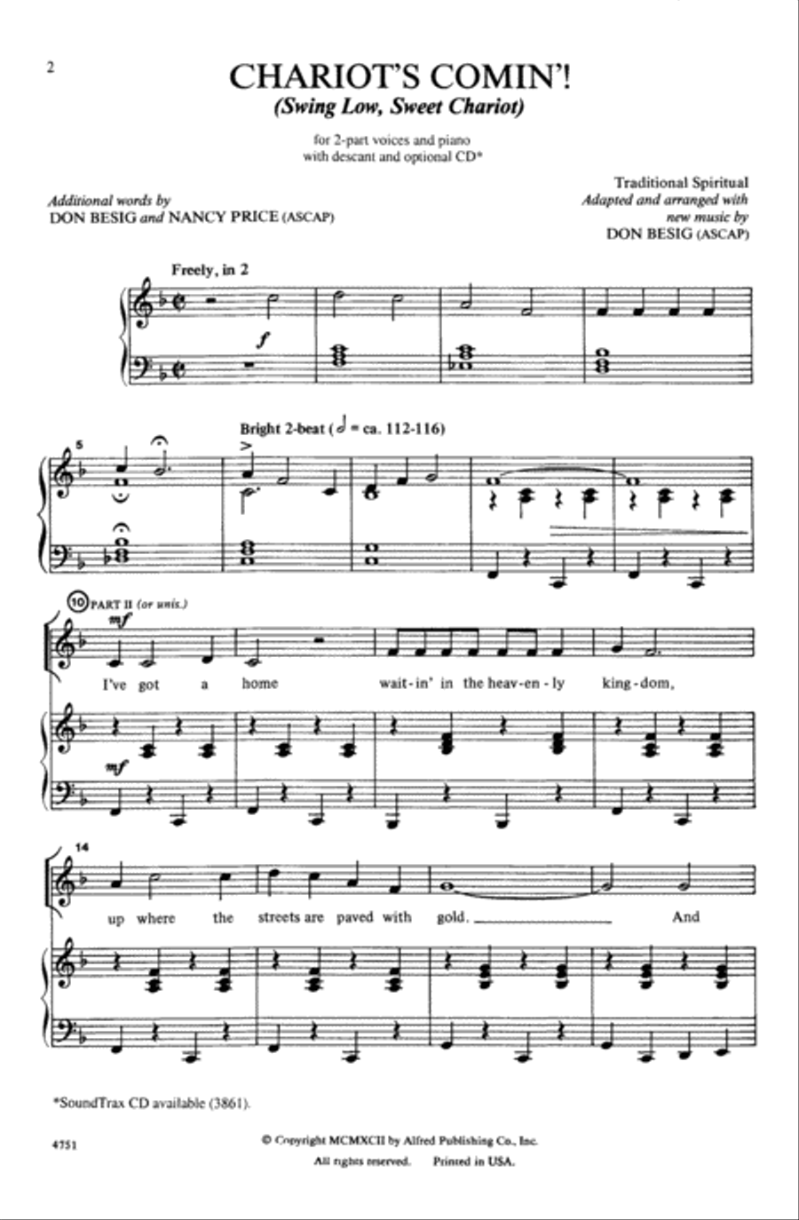 Chariots Comin'! (Swing Low, Sweet Chariot) Choir scores gallery preview page 1