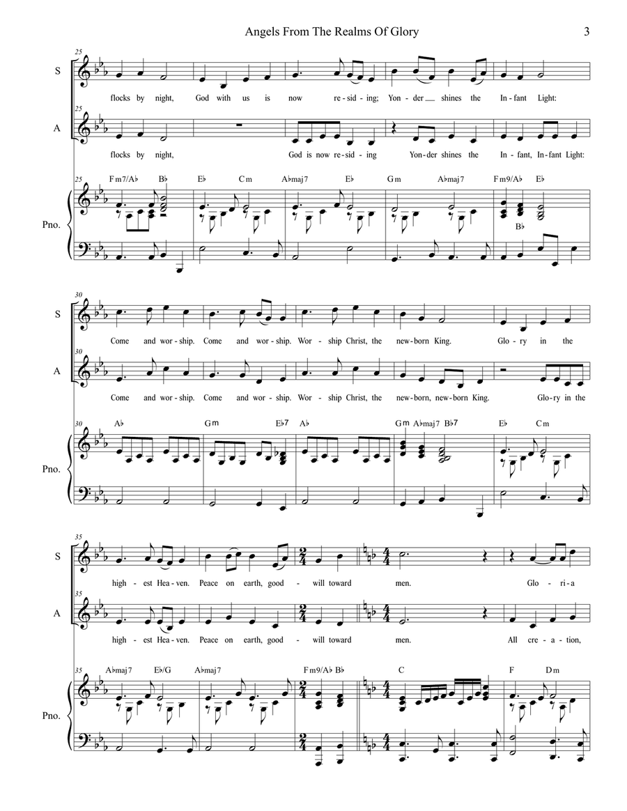 Angels From The Realms Of Glory (Duet for Soprano and Alto solo) Alto Voice scores gallery preview page 3
