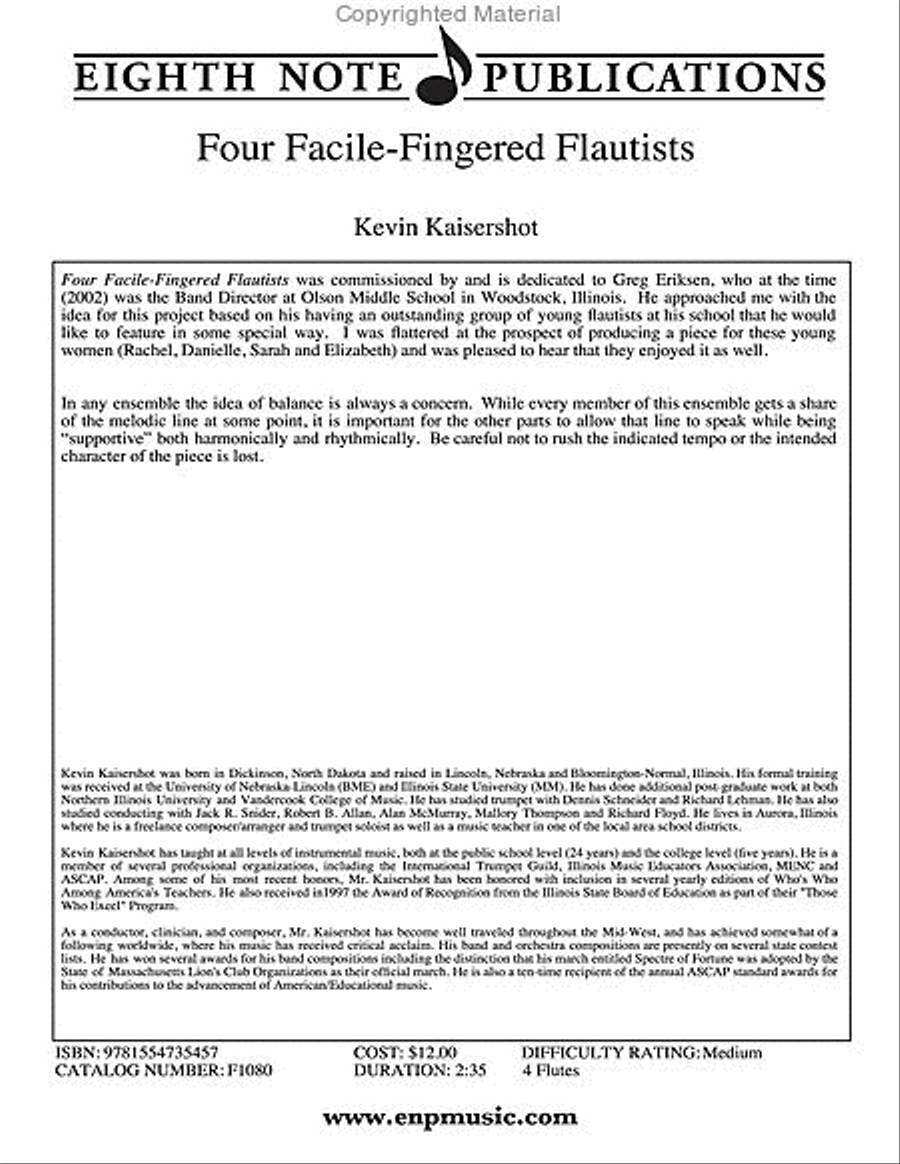 Four Facile-Fingered Flautists Flute Quartet scores gallery preview page 2