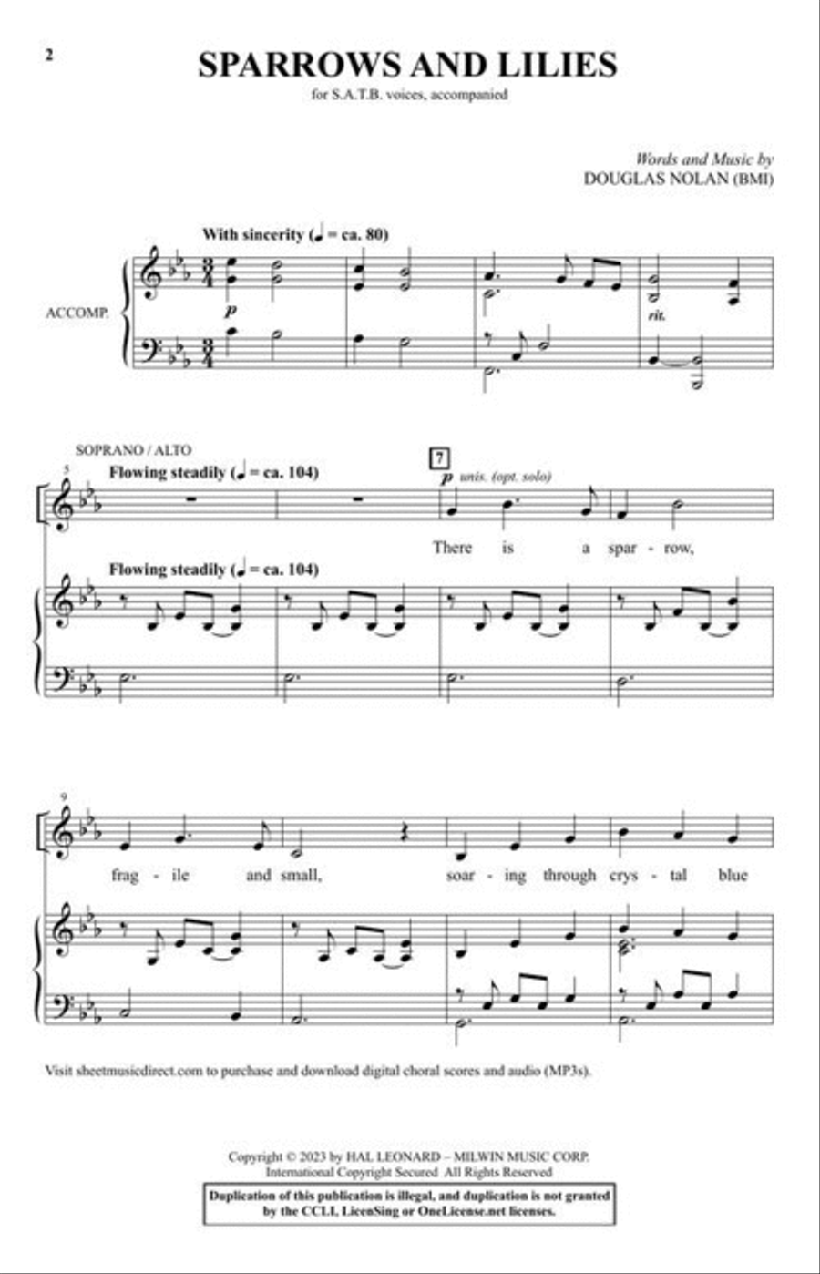 Sparrows and Lilies 4-Part scores gallery preview page 3