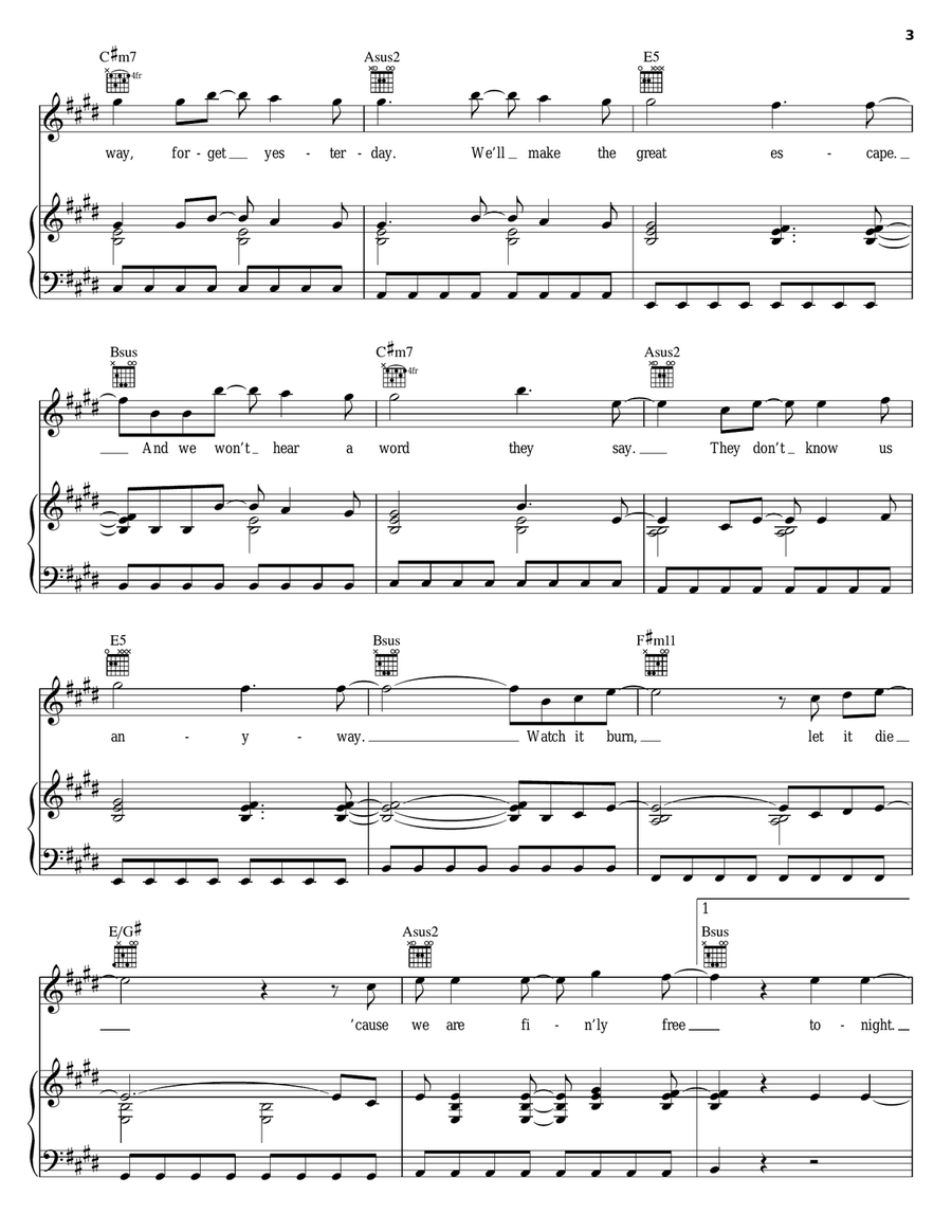 The Great Escape The Great Escape Piano, Vocal, Guitar scores gallery preview page 3