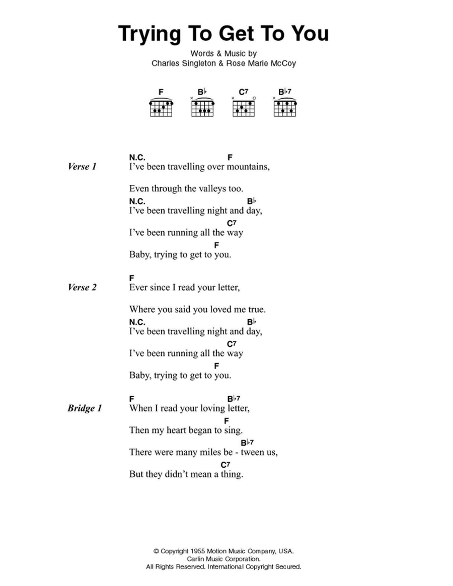Trying To Get To You Easy Guitar scores gallery preview page 1