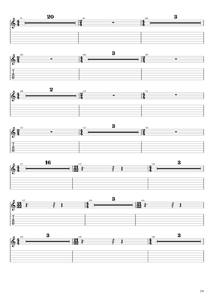 Master Of Puppets Guitar Tablature scores gallery preview page 2