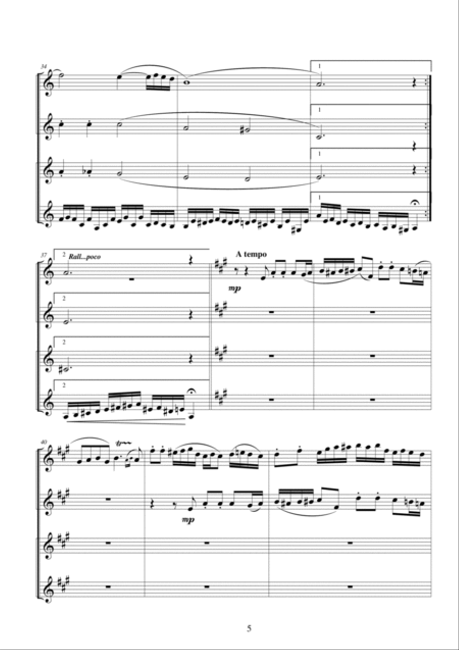 Clarinet Quartet in G major - CS135 Clarinet Quartet scores gallery preview page 5
