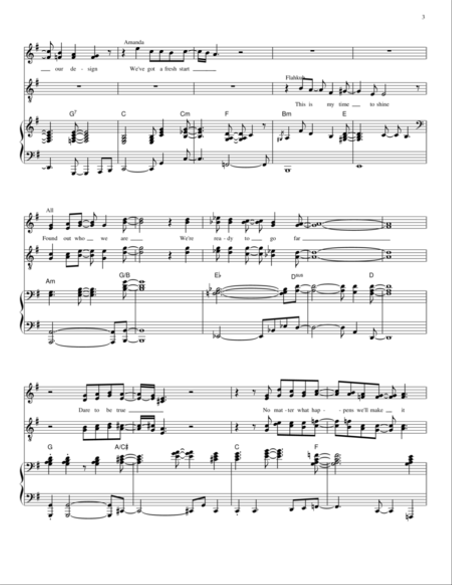 Dare To Be True - Relative Talent, the musical 4-Part scores gallery preview page 3