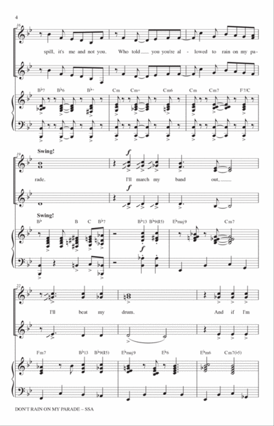 Don't Rain On My Parade (from Funny Girl) (arr. Mark Brymer) SSA scores gallery preview page 3
