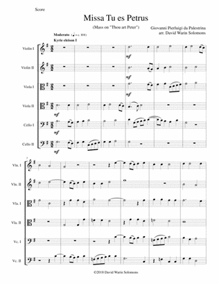 Missa Tu Es Petrus (Mass on "Thou art Peter") arranged for string sextet