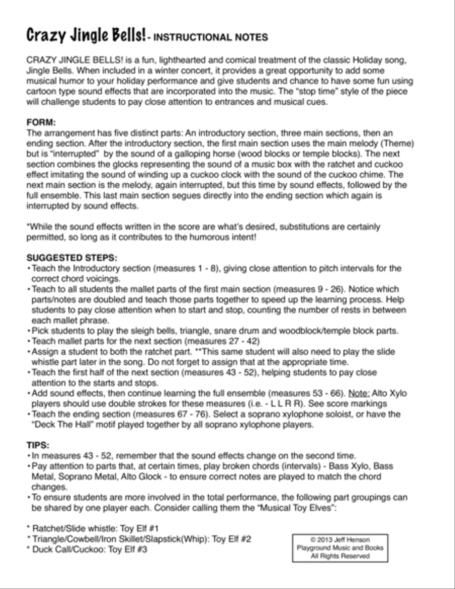 Crazy Jingle Bells Small Ensemble scores gallery preview page 2