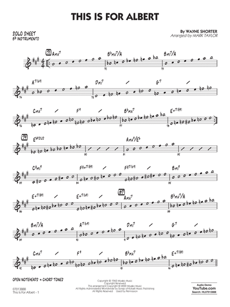 This Is For Albert (arr. Mark Taylor) - Bb Solo Sheet