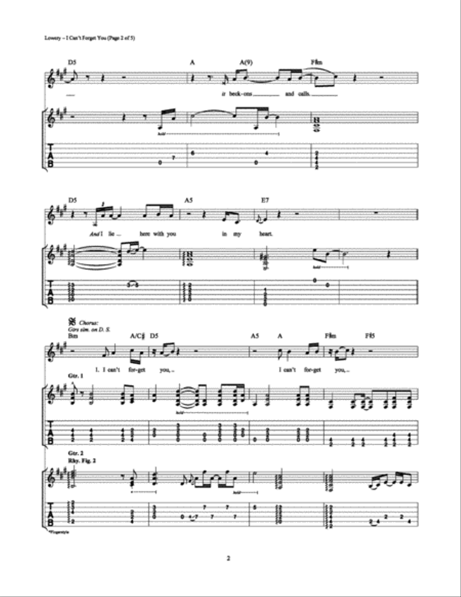 I Can't Forget You I Can't Forget You Electric Guitar scores gallery preview page 2