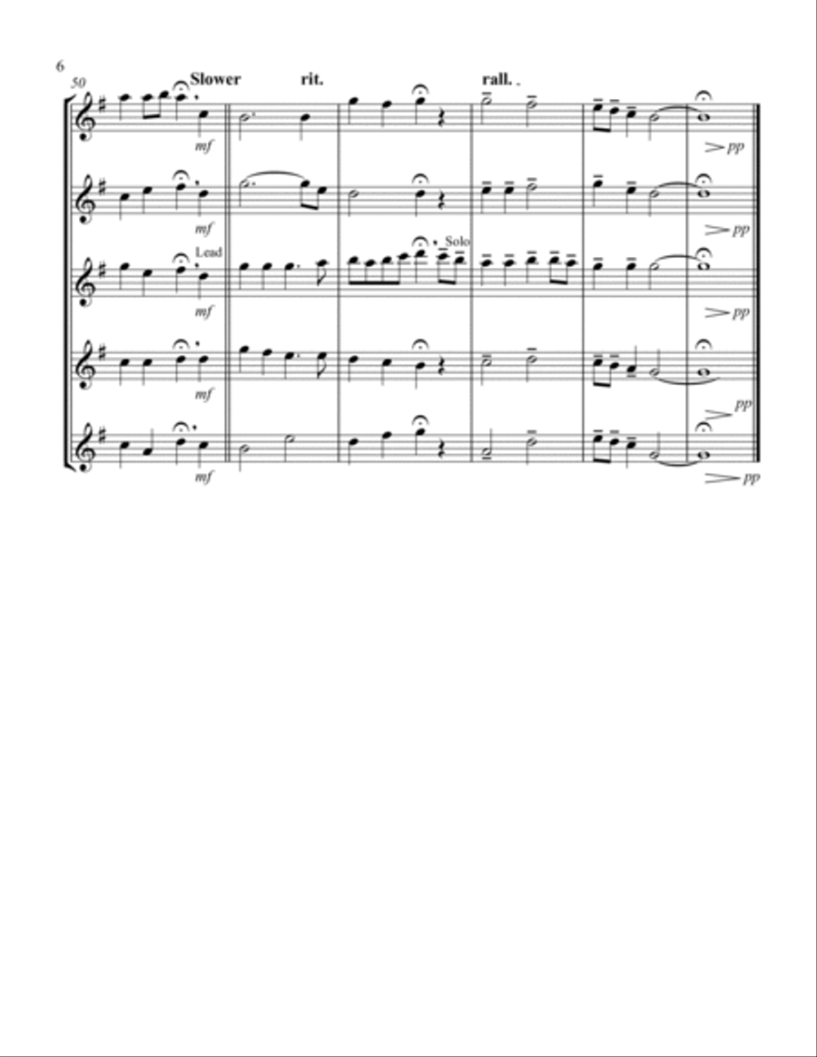 Simple Gifts ('Tis the Gift to Be Simple) (F) (Tenor Saxophone Quintet) Saxophone Quintet scores gallery preview page 6