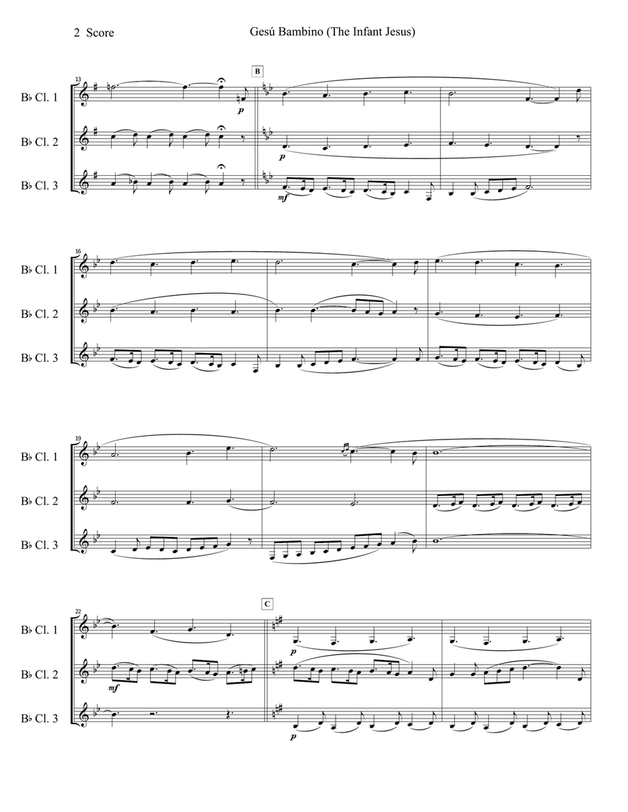 Gesu Bambino (Infant Jesus) for Clarinet Trio Clarinet Trio scores gallery preview page 3