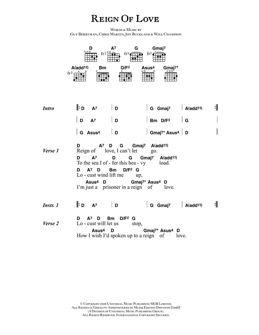 Reign Of Love Easy Guitar scores gallery preview page 1