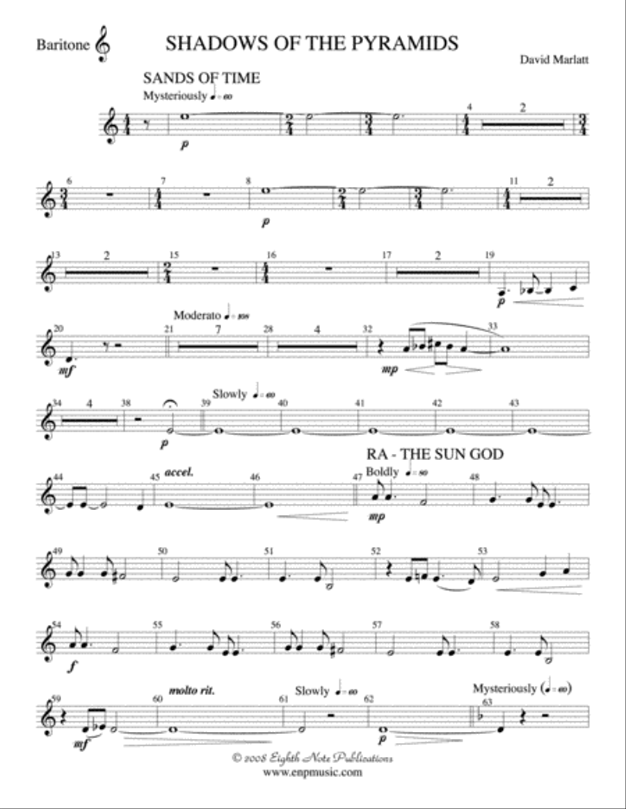 Shadows of the Pyramids: Baritone T.C. Concert Band scores gallery preview page 1