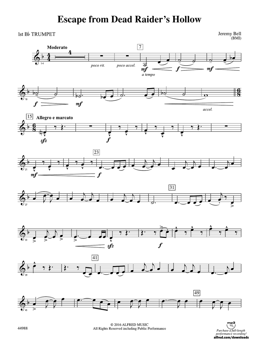 Escape from Dead Raider's Hollow: 1st B-flat Trumpet
