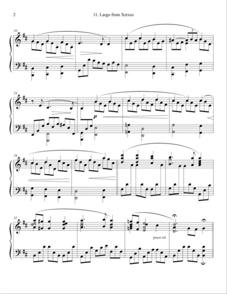Largo From Xerxes Piano Solo scores gallery preview page 2