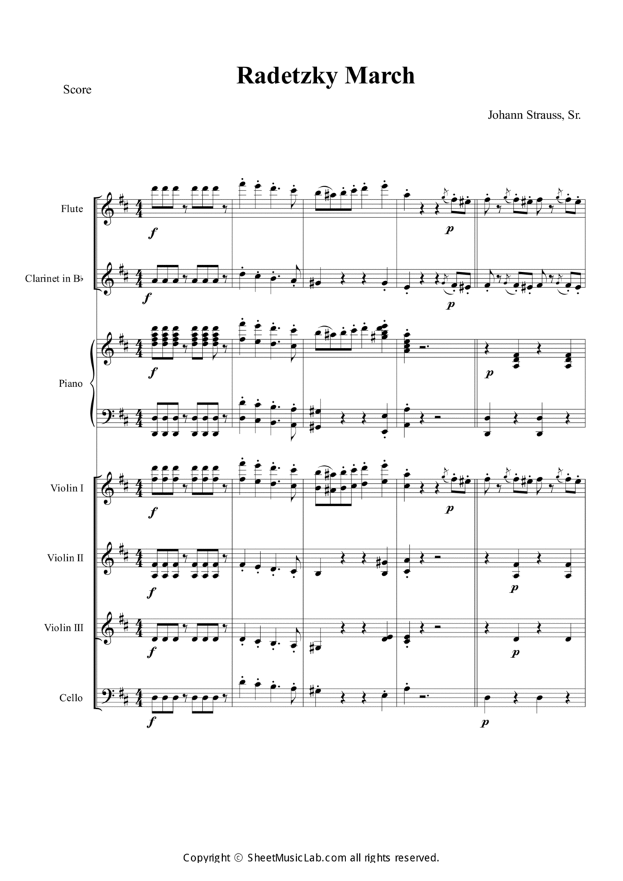 Radetzky Marsch Radetzky Marsch Orchestra scores gallery preview page 1