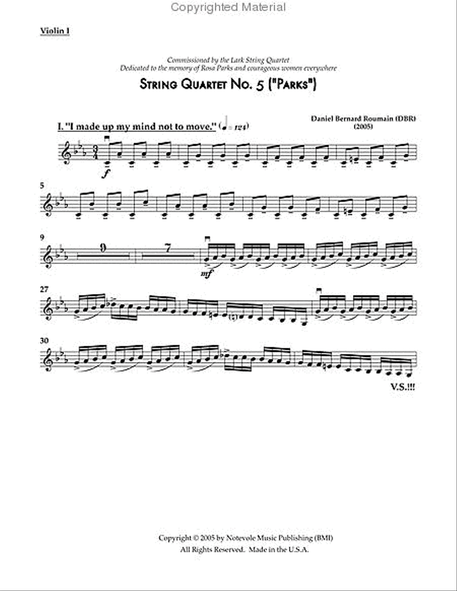 String Quartet No. 5: Parks (parts) String Quartet scores gallery preview page 2