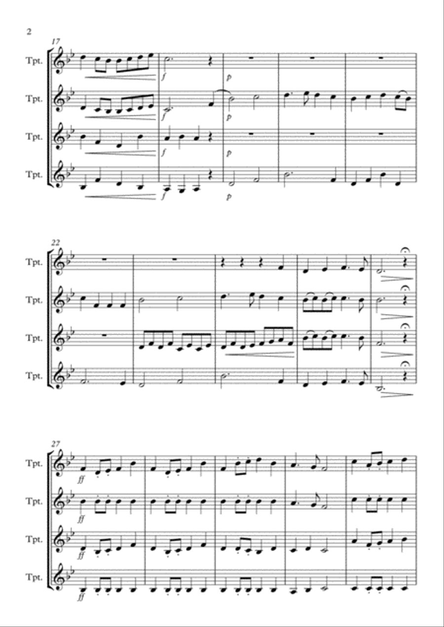 Trumpet Voluntary For 4 Trumpets in B Flat Trumpet Voluntary For 4 Trumpets in B Flat Brass Ensemble scores gallery preview page 2